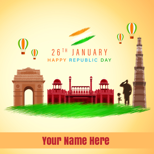 Write Name On 26th January Happy Republic Day Wishes