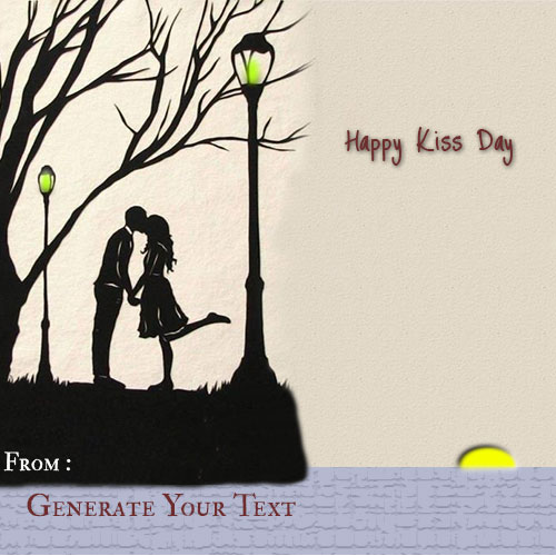 Print Your Name On Happy Kiss Day Kissing Couple Pics