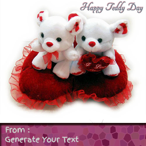 Write Your Custom Name On Cute Teddy Couple Pics