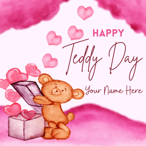 Happy Teddy Day Greetings Card With Your Name