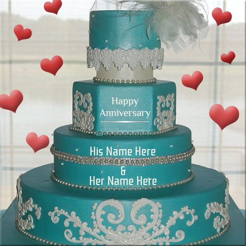 Happy Anniversary Floral Design Cake Name Pics