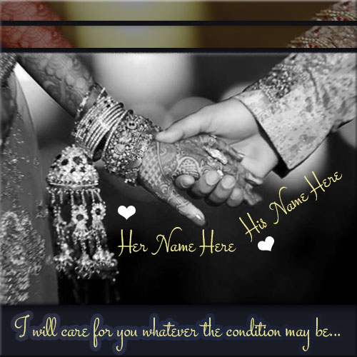 Write Name On Wedding Couple Holding Hand Picture