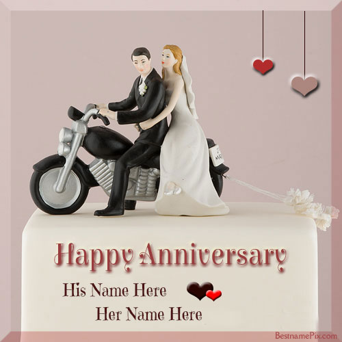 Happy Anniversary Romantic Couple Cake Name Pics