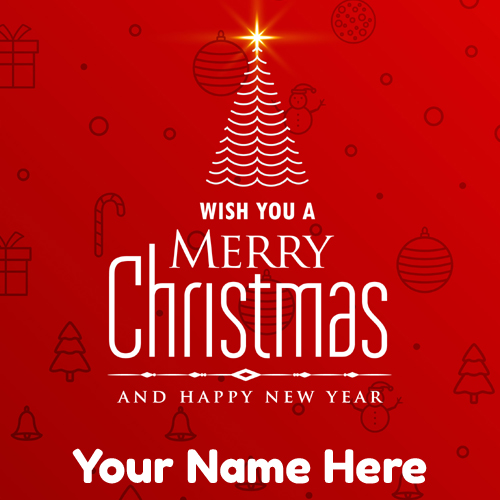 Merry Christmas Wishes Name Greeting With Elegant Tree
