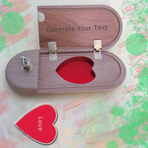 Red Love Heart Wooden Box Pics With Name