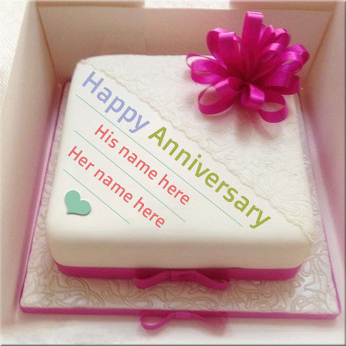 Beautiful Happy Anniversary Cake With Couple Name