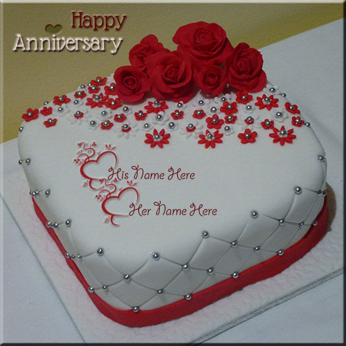 Create Happy Anniversary Rose Cake Name Pics