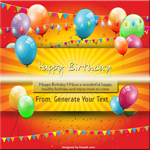 Happy Birthday Colorful Balloons Card Name Pics