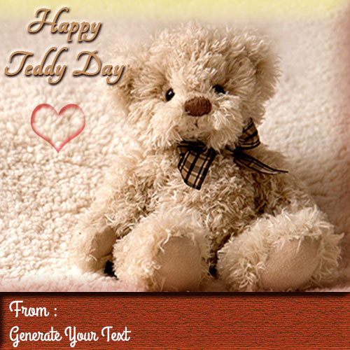 Happy Teddy Day Greetings With Your Custom Text