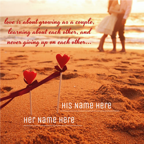 Create Name On Romantic Couple At Beach Picture