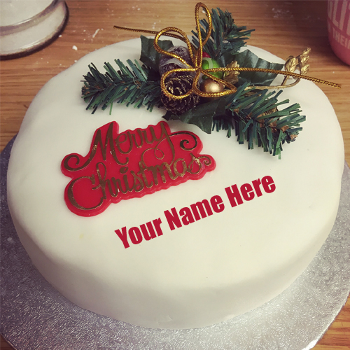 Write Name On Merry Christmas Decorative Wishes Cake