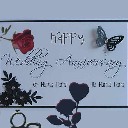 Happy Wedding Anniversary Butterfly Card Name Pics
