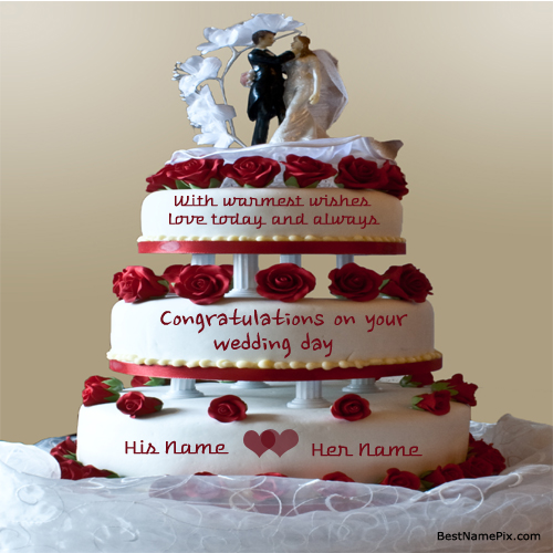 Write Your Name On Big Rose Wedding  Cake Wishes Pictur